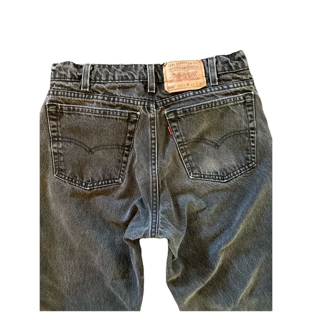 Levis 550 Jeans VTG 90s Mens 33x36 Black Grunge Relaxed Fit Tapered Red Tab USA
